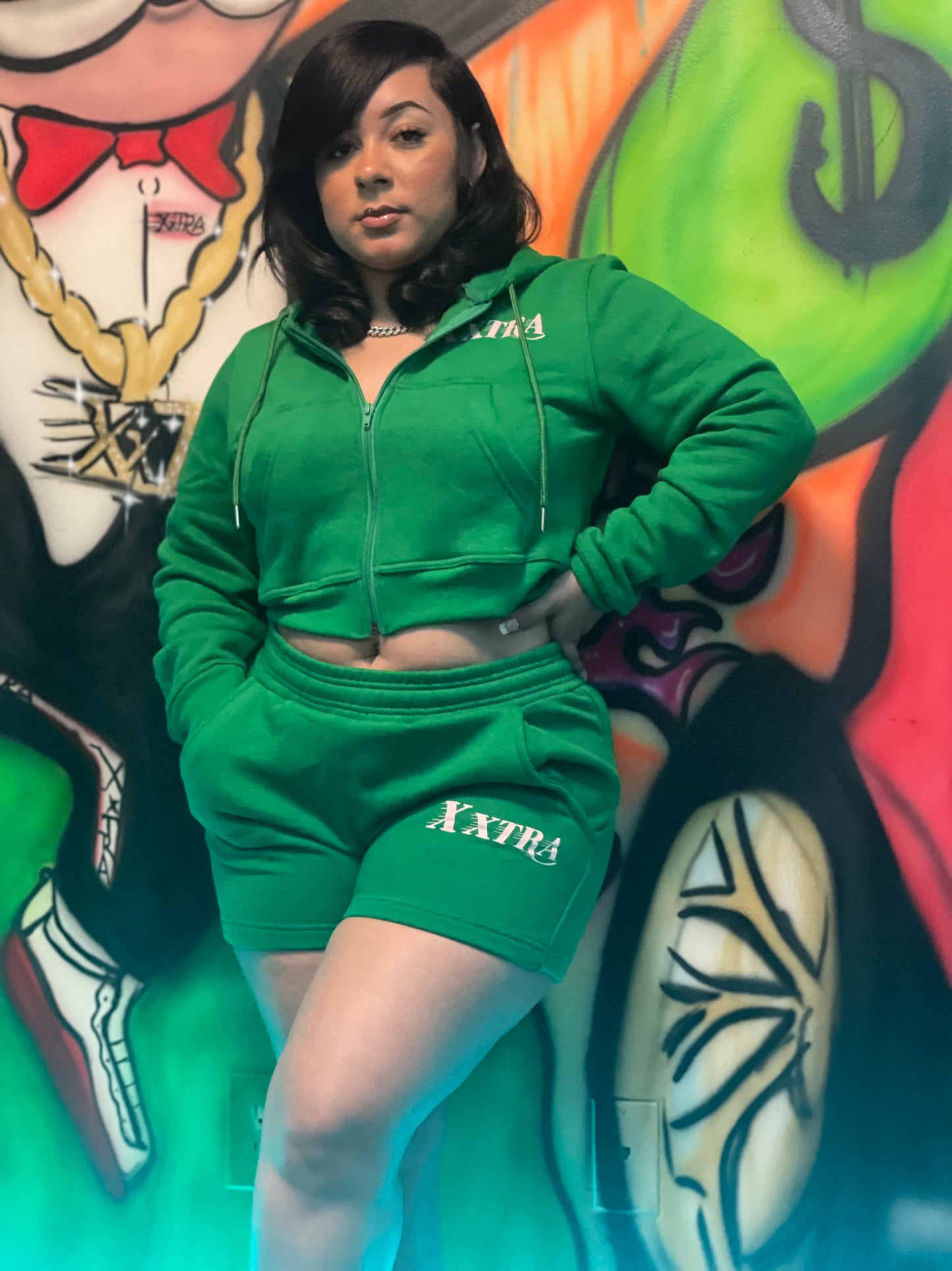 Xxtra Crop top Hoodie Set