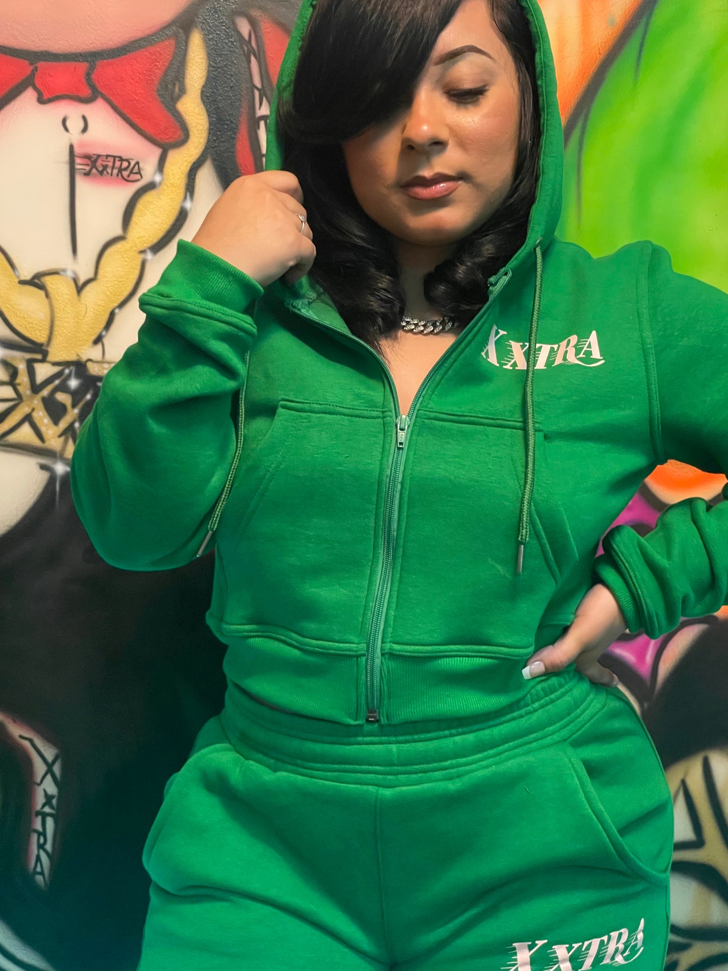Xxtra Crop top Hoodie Set